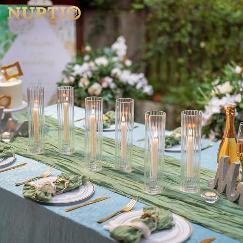 NUPTIO Hurricane Glass Candle Holders: Set of 10 Candlestick Holder 11.8" H - Image 2