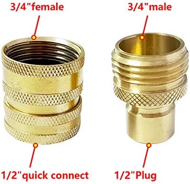 Garden Hose Quick Connect Brass Hose Quick Adapter Quick Fittings 3/4“GHT Thread Pressure Washer Adapter(3 Female+ 3 Male) - Image 2