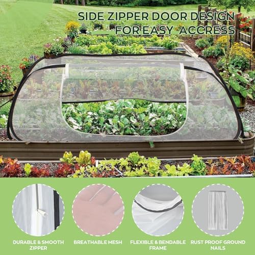 2 Pack Pop Up Raised Garden Bed Covers, 45x22x18 Inch Mesh with Zipper Door - Image 4