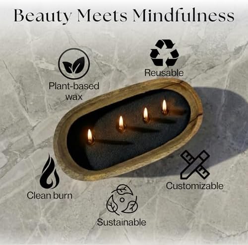 LILY LADUE Black Sand Candle Kit - 1Lb/16Oz Pearled Candles Sand and Wicks (24) with Wood Holder, Unscented Aroma Beads, Reusable Pearled Candle Wax for DIY Home Kit, Powder Beads Refill Available - Image 6