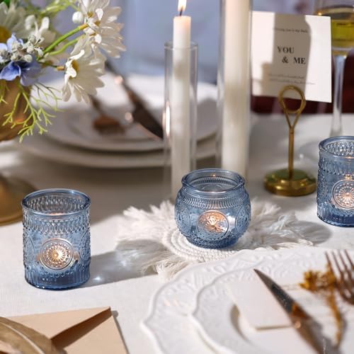 DARJEN Blue Votive Candle Holders Set of 36 - Votive Candle Holders Bulk, Glass Candle Holder for Party Decoration, Tea Lights Candle Holders for Wedding - Image 3