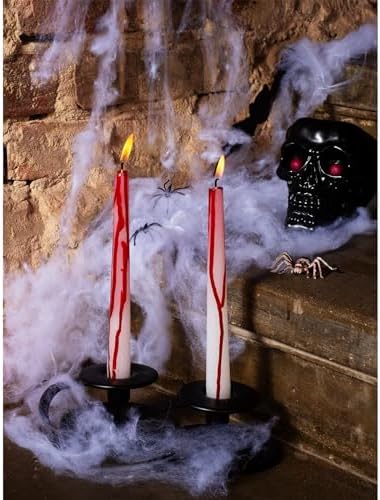 CANDWAX 8 inch Taper Candles Set of 12 - Dripless Candlesticks Burning for 6 Hours - Bloody Tapered Candles Ideal as Halloween or Other Themed Decor - Blood White Candle - Image 4