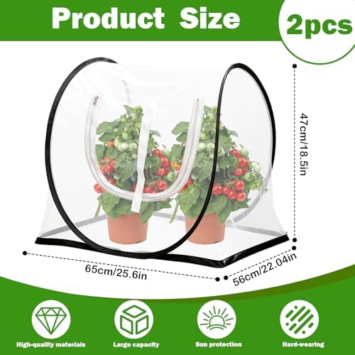 2 Pcs Garden Plant Protector Covers with Mesh Vents, 26.8"x25.6"x16.9" Pop Up Insect Barrier for Raised Beds, Easy Setup Netting to Guard Vegetables, Seedlings, Potted Plants Outdoor - Image 2