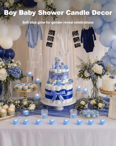 Homemory 24-Pack Light Blue Remote LED Battery Tea Light Candles, 400+ Hrs - Image 3