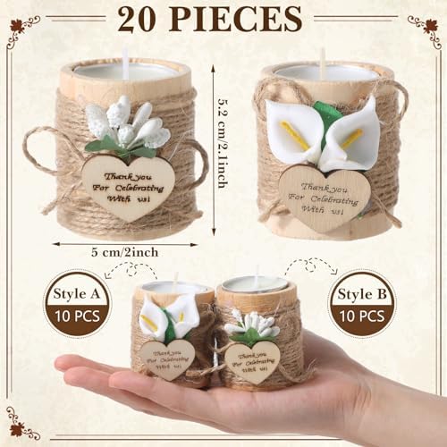 Mtlee 20 Sets Baptism Candle Favors for Guests, White, Thank You - Image 3