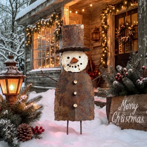 26 Inch Rustic Rusty Yard Sign Decor, 1, Christmas Snowman by Amyhill