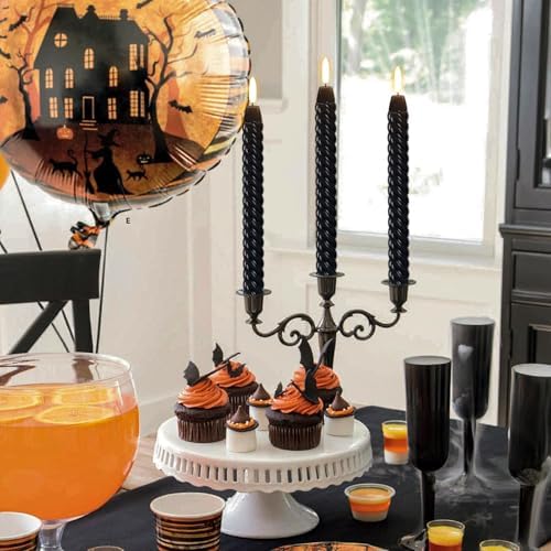 Halloween Black Flameless Taper Candles Flickering with Remote - Image 5