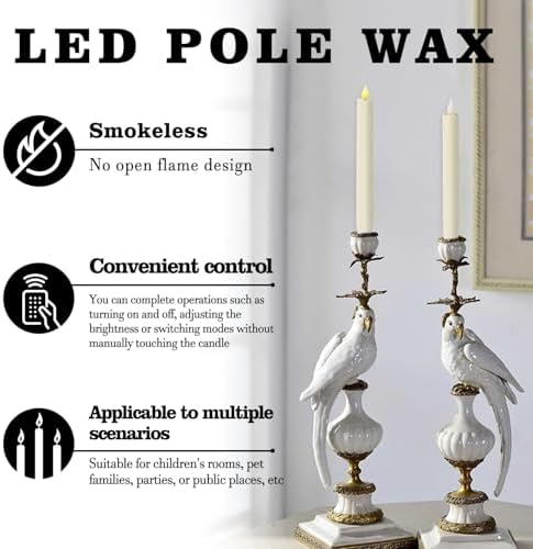 24-Pack Flameless Taper Candles, 9.25 Inch Battery Operated LED Candlesticks with Remote & Timer - Realistic Flickering Flame, Warm Ivory, Safe Smokeless for Wedding Christmas Church Party Home Decor - Image 3