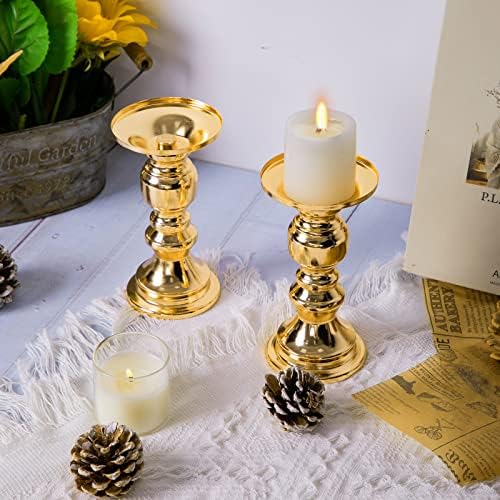 Yaomiao 6 Pcs Gold Metal Candlestick Holders 6" H for 2" Pillar Candles - Image 3