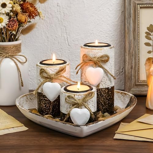 Farmhouse Candle Holders 3 Pack Rustic Wooden Pillar Candle Holder by Teeloray