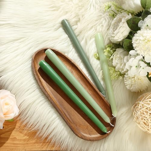 MTLEE 16 Pcs 10 Inch Long Green Taper Candles Smokeless,Gradient Green - Image 5