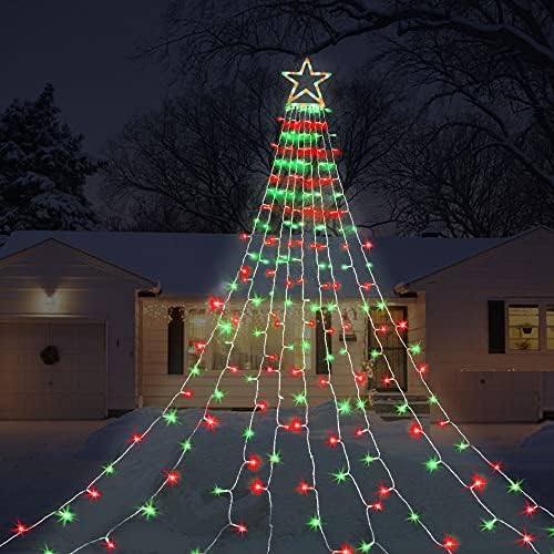 Outdoor Christmas Decorations Star String Lights, 320 LED 11.5 ft Waterfall Tree Lights with 8 Lighting Modes Christmas Star Lights for Indoor Outdoor Yard Home Festival Party Xmas New Year Decor by MINIAO
