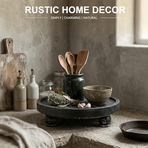 EOSAHR Display Riser: Rustic Pedestal Stand for Kitchen Counter, Old Black - Image 3