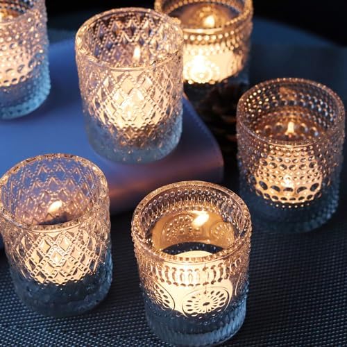 Clear Glass Votive Candle Holders, 12 pcs 3 Patterns Tealight Candle Holders for Wedding Table Centerpiece Birthday Party Thanksgiving Christmas Decoration - Image 2