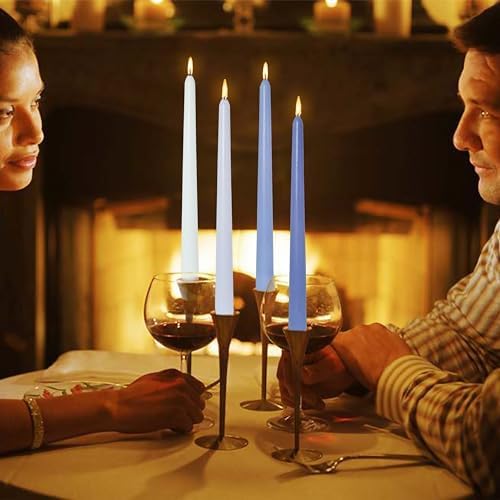 Smokeless Taper Candles Sea Salt Scented10 Inch Candle Sticks Gradient Blue Tapered Candles for Home Decor Holiday Gift - Image 2