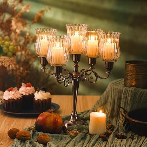 AceOrbit 6 Pack 3.94" Tall Candle Holder Glass Votive Holders with Peg Silicone Bases Glass Candle Cups for Tealights, LED Candles Religious Ceremonies for Weddings Home Church Holiday Decor (Vintage) - Image 4
