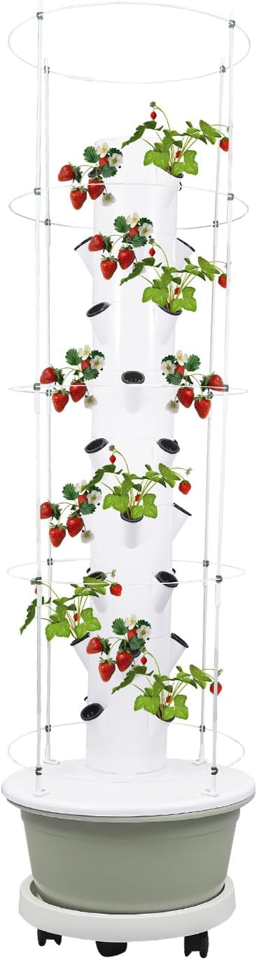 36 Pods Hydroponics Growing System kit, 9-Layer Movable Vertical Hydroponic Tower with Pump Timer Climbing Support Frame Indoor Gardening System for Vegetables Fruits Herb