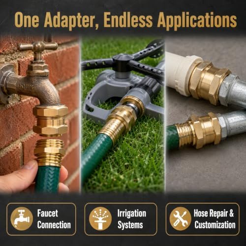 2 Pcs 3/4" GHT Female x 1/2" NPT Male Connector - Brass Garden Hose Adapter - Image 4
