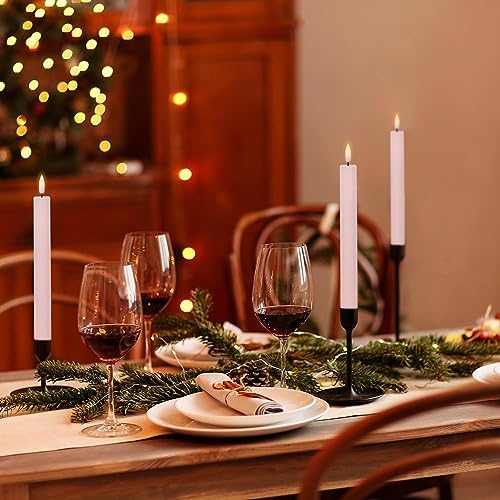 Wondise Pink Flameless Flickering Taper Candles with Remote and Timer - Image 4
