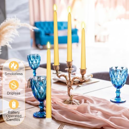 Rossesay 24 Pcs Flameless LED Taper Candles Battery Operated Candles 8.5", 9.65", 10.8", 12.8" Flameless Candlesticks Flickering for Christmas Church Wedding(Classic, Yellow) - Image 6