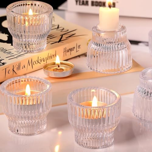 12 Pack Clear Taper Candle Holders, Glass Candlestick Holders - Image 4