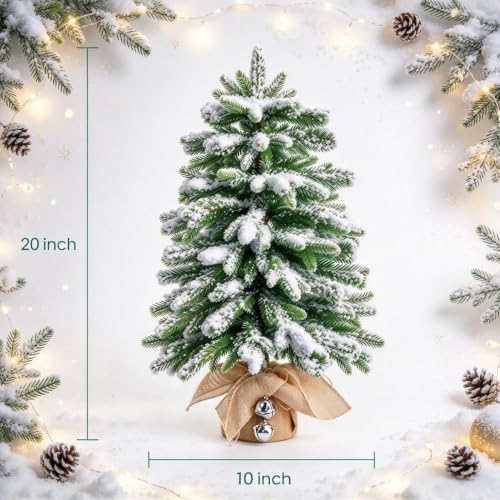 20 inch Pre-Decorated Small Xmas Holiday Christmas Tree, Snow Flocked - Image 2