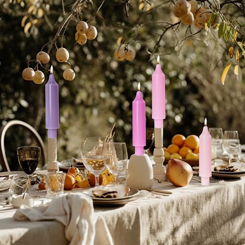 Taper Candle Sticks Short Taper Candles 6 inch Unscented Dinner Candle Dripless for Home Decor,Set of 4,Gradient Pink - Image 3