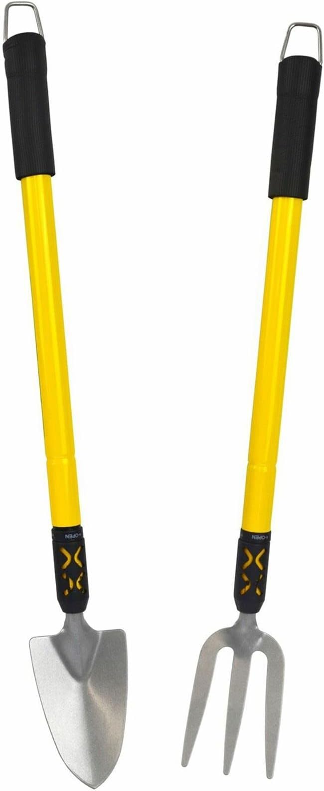 AB Tools 2pc Garden Fork & Spade/Shovel Telescopic Extendable 25” - 37” Gardening