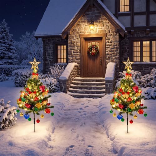 2 Set 30 Inch Christmas Tree Garden Stake Lights Outdoor Decorations - Image 5