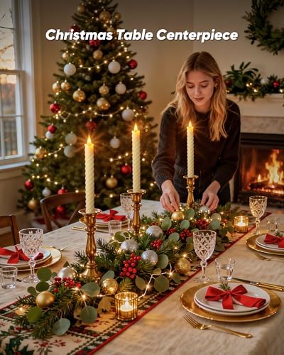 Spiral Flameless Taper Candles with Remote Control and Timer, 9.6 Inch Real Wax Battery Operated LED Candlesticks with Built-in Button, Fake Candle Sticks for Home, Christmas Decor - Image 6