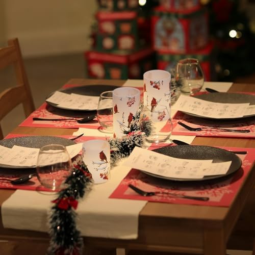 Red Bird LED Glass Flameless Candles Battery Operated Remote - Image 5