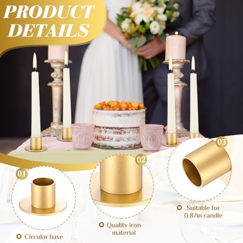 FoldTier 24 Pcs Golden Taper Candle Holders Bulk for 0.98 Inch Pillar - Image 2