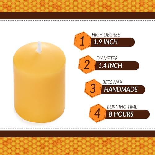 DEYBBY Natural Beeswax Votive Candles 8 Hours Burn Unscented Candles 20 Pcs - Image 2