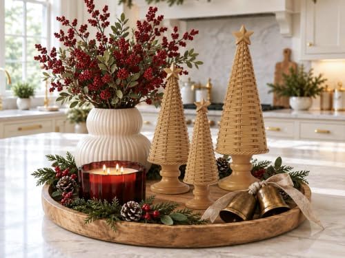 3PCS Christmas Tree Figurines, Woven Style Tabletop Decor Gift - Image 3