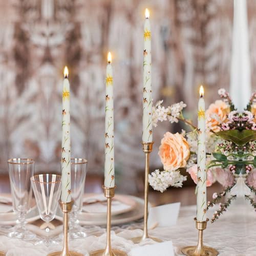 2 Pack White Flame Orchid 10Inch Taper Candles - Flower Pattern Candles Unscented Unsmoke Tall Taper Candle Sticks for Dinner Wedding Birthday Home Decoration - Image 4