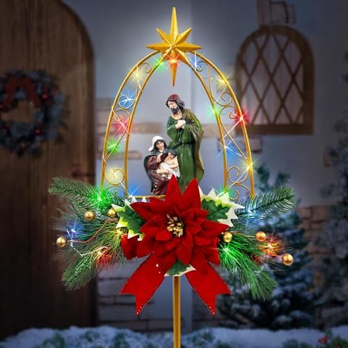 Nativity Scene Figurine Star Garden Stakes,Christmas Outdoor Decorations by HomeGardenDecorations