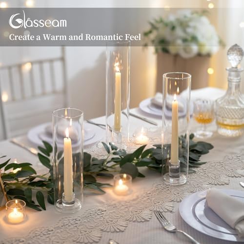 Glasseam Hurricane Candlestick Holders: 12 Pcs Glass Taper with Cylinder - Image 6