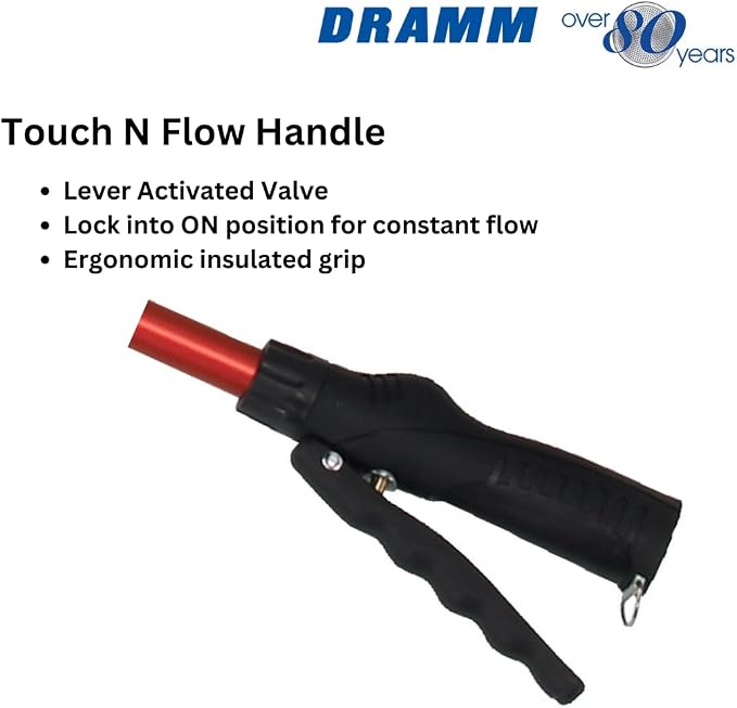 Dramm Touch N Flow Rain Wand Full Watering Flow Trigger Style Shut Off Valve with Lock, for Garden, Yard, Watering Plants, Hanging Baskets, 11 Gallons Per Minute, Yellow, 30 Inches Long