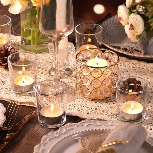 Letine 36-Pack Glass Votive Holders & White Tealights – Clean-Burning Smokeless Dripless Unscented Candles for Wedding Decor, Home Ambiance, Shabbat Dinner, Engagement & Everyday Use - Image 5