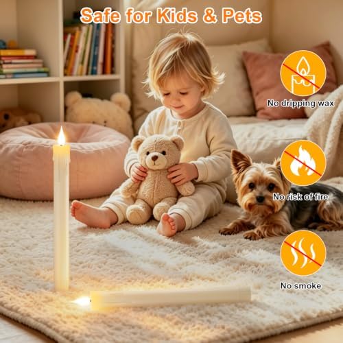 2Pcs Rechargeable Flameless Taper Candles - Battery Operated Window Candles - Image 3