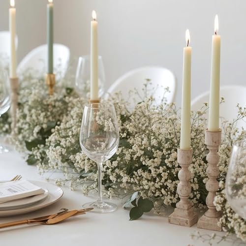 Tapered Dinner Candles, Pack of 6 – Soy & Paraffin Wax Blend, 10-Inch Dripless Taper Candles with 7-Hr. Clean Burn – Smokeless Unscented Tapers for Weddings, Dinner Tables & Home Decor – Ivory - Image 6