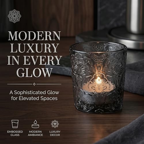 Gray Mandala Glass Tealight Holders, 12 Pack - Image 2