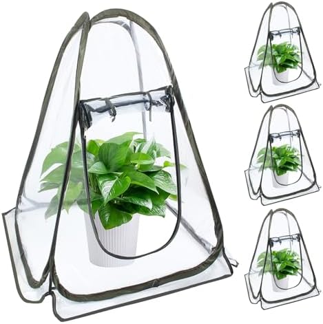 DEDU Pop Up Greenhouse Cover, Small Mini Greenhouse Tent Clear Portable 27"X27"X31" with 4 Fixed Nails and Tools, 3 Pieces PVC Cover for Small Plants Outdoor & Indoor Use by DEDU