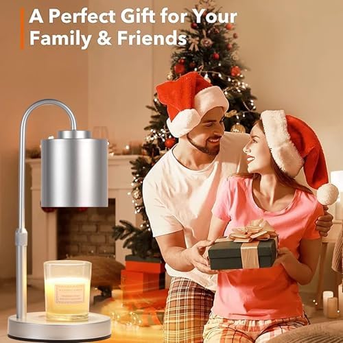 CASTLELIFE Candle Warmer Lamp with Timer & Dimmer, Height Adjustable Electric Wax Melt Warmer for Jar Candles, Gifts for Mom Home Decor, Silver - Image 6