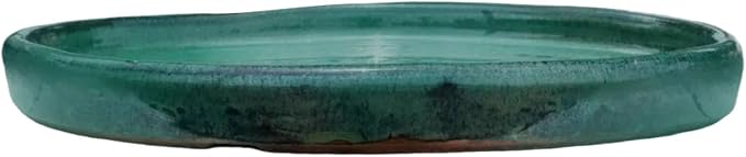 Ceramic 8 Inch Plant Saucers (Pack of 4) - Round Jade Flower Pot Trays - Handcrafted, Durable Planter Bases