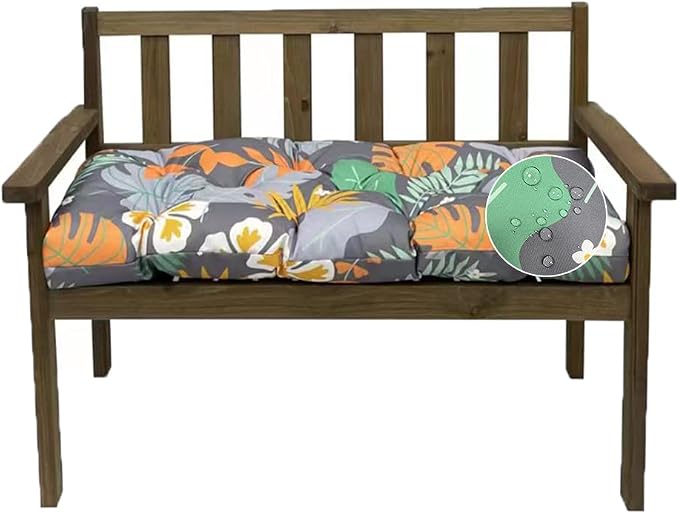 Outdoor Bench Cushion, Waterproof Swing Cushion Bench Seat Cushion, Swing Chair Replacement Seat Pads Cushion Pillow for Lounger Garden Furniture Patio Metal Wooden Bench (A, 47.24x20in)