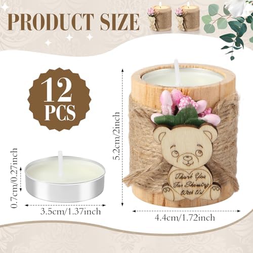 Treela 12 Pcs Wooden Tealight Candle Holders Baby Shower Party Favors for Guests Gender Reveal Bridal Shower Baptism Christening Thank You Gifts Decorative for Table Centerpiece(Light Pink) - Image 3