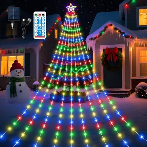 Solar Christmas Tree Lights, 18.37ft 532LED, Multicolor by AMIPEPE