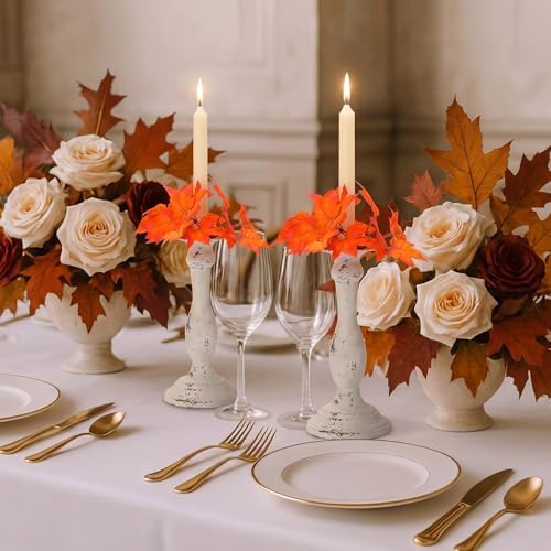 Daifunli 2 Pcs Fall Candle Rings Wreaths for Taper 1.25 Inch Maple Leaves - Image 5