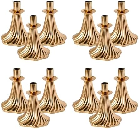 Taper Candle Holders Set of 12 - Victorian Style Gold Vintage Modern Decor, Table Mantel Centerpiece for Wedding Housewarming, Fits Standard Taper Candles by Unknown